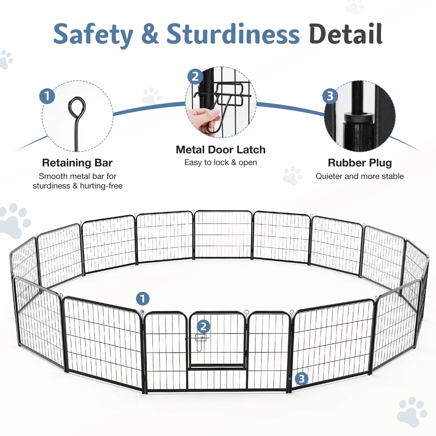 JHK Foldable 16-Panel Dog Playpen For Indoor Outdoor Use