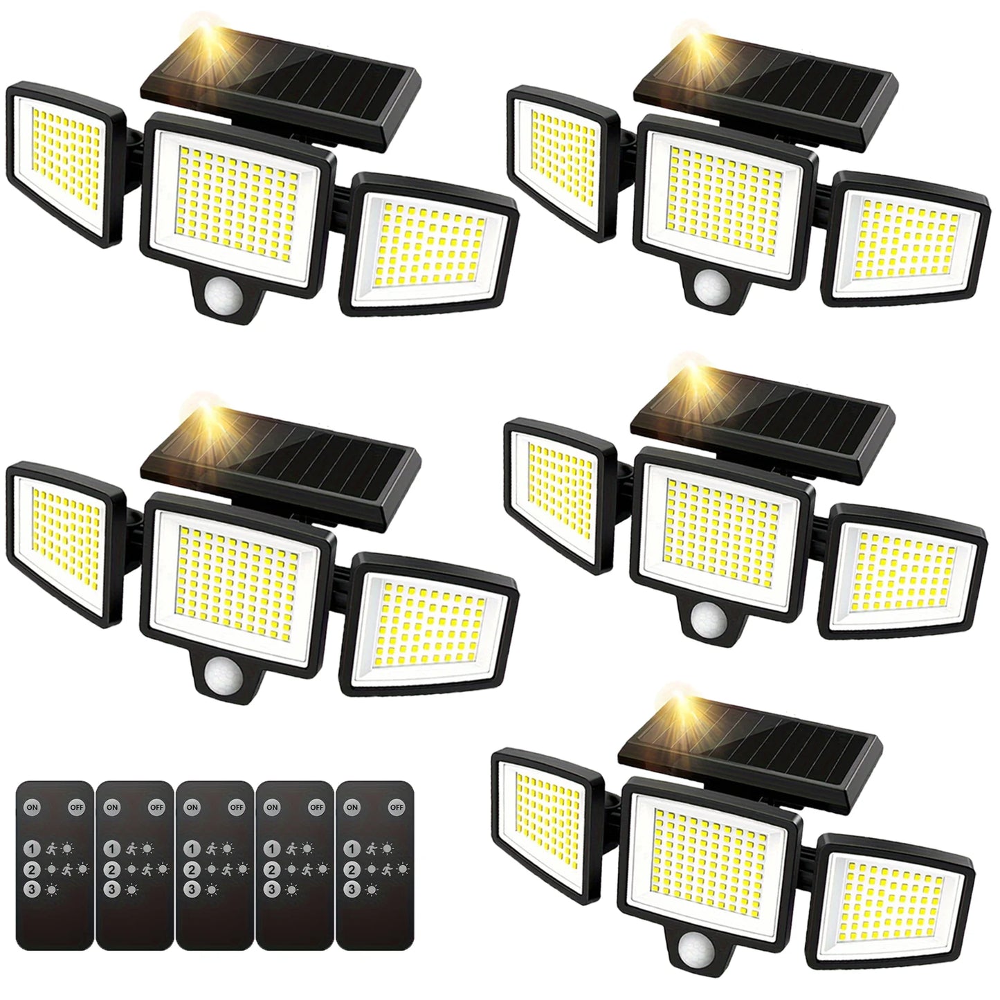SZRSTH Three Head Solar Motion Sensor Outdoor Light With Remote