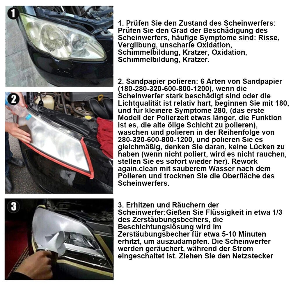 Car Headlight Treatment Kit With Sandpaper And Polish