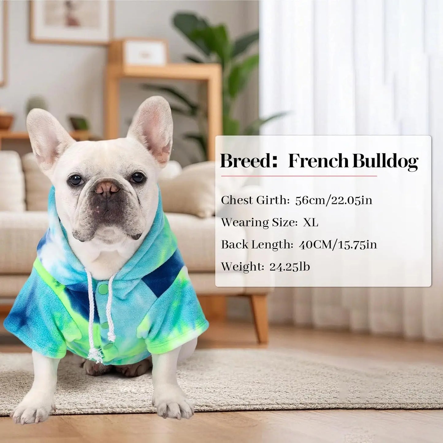 Tie Dye Dog Hoodie Sweatshirt Ultrasoft Warm Breathable Garment