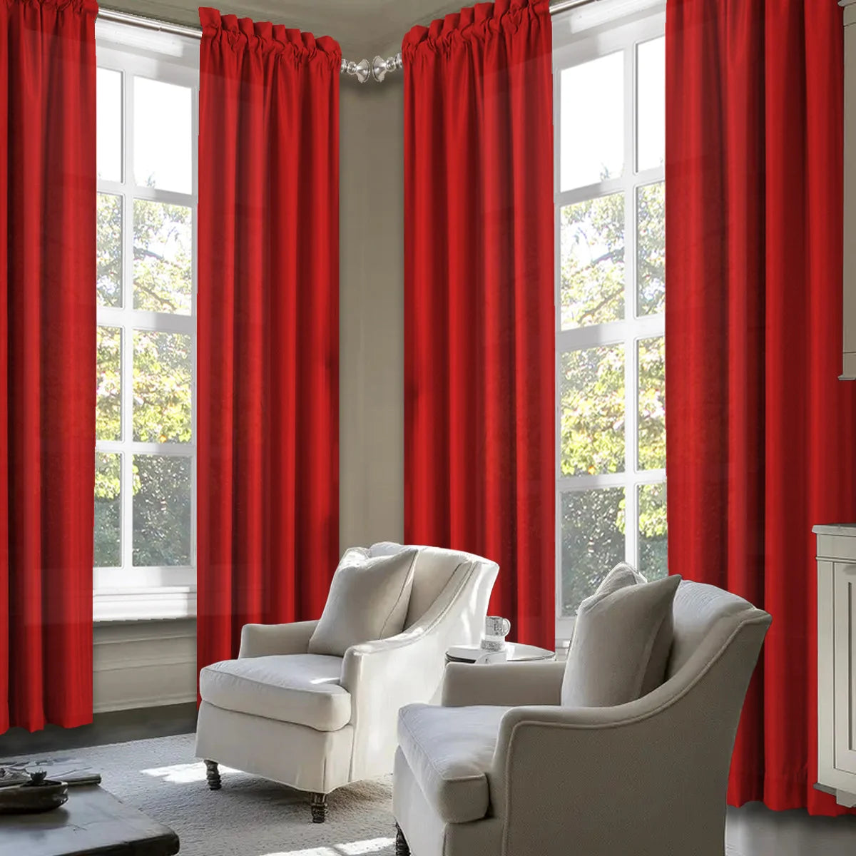 SABALANICA Light Filtering Curtains 4 Piece Rod Pocket Set