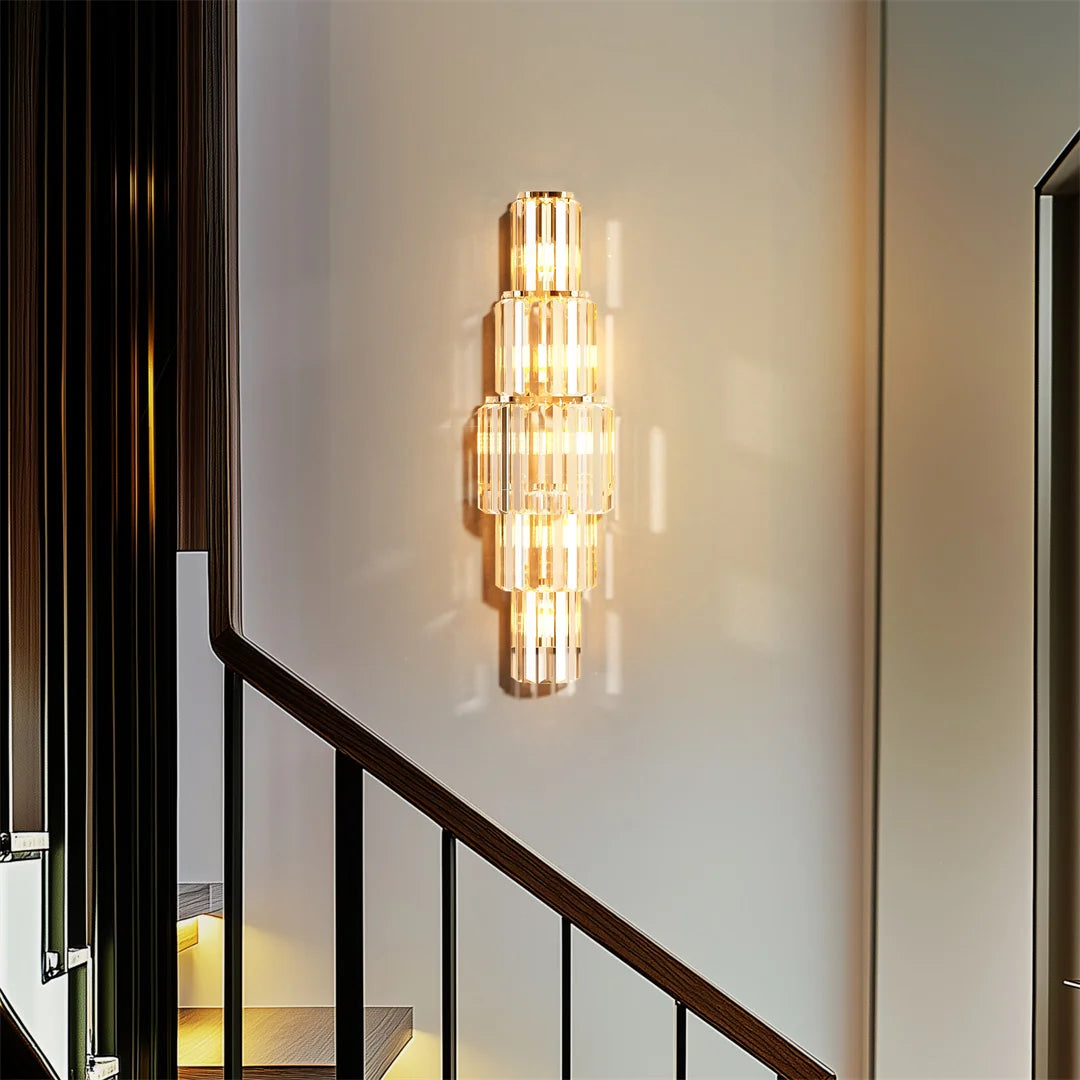 LUVODI Modern Crystal Wall Lamp 3-Layer Sconce With E14