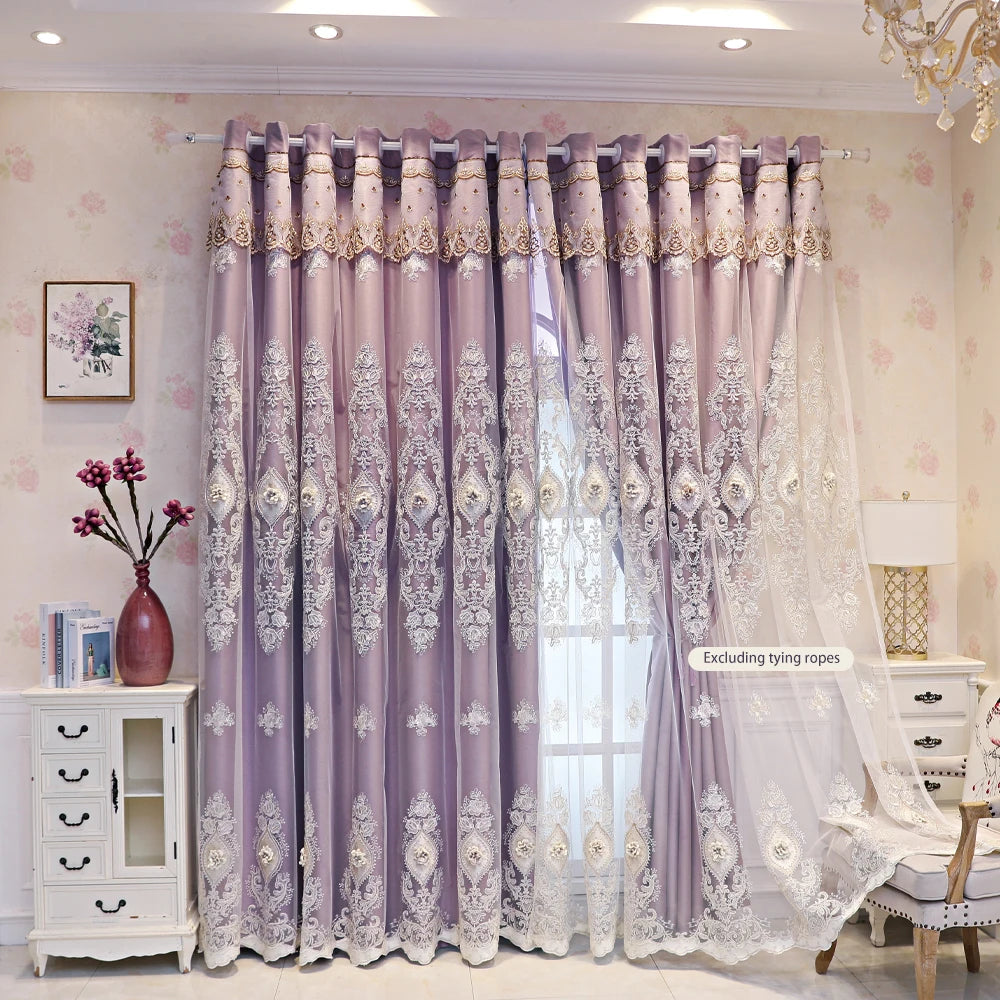 Luxury Vintage Embroidered Curtains With 3D Relief Patterns