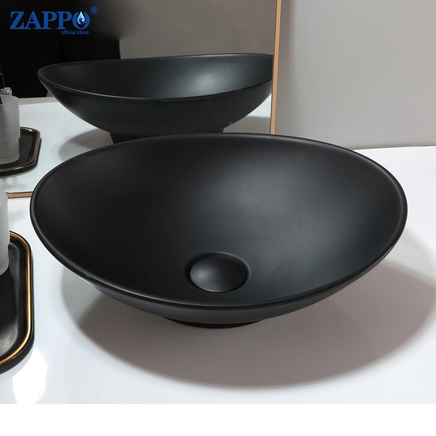 Torayvino Stone Resin Vessel Sink With Drain, Above-Counter Washbasin