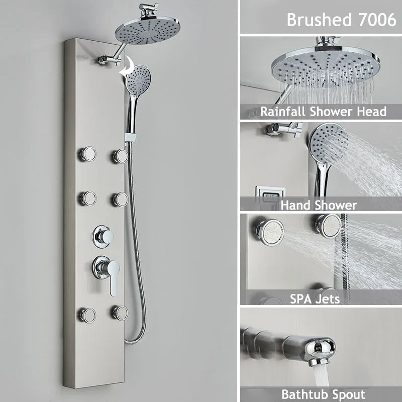 Shinesia Luxury LED Shower Panel With Massage Jets Rain