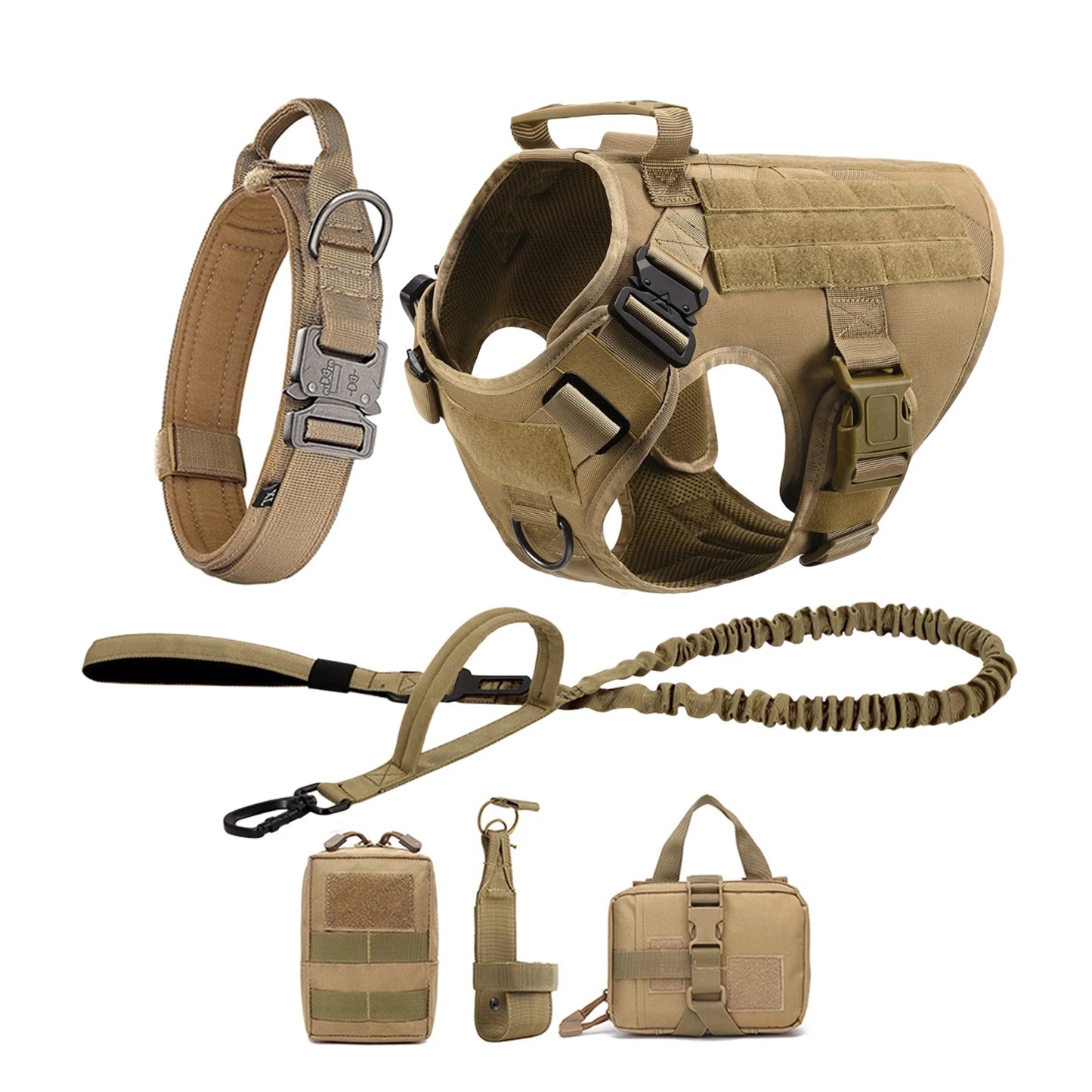 Nylon Tactical Dog Harness With MOLLE Pouches For Training