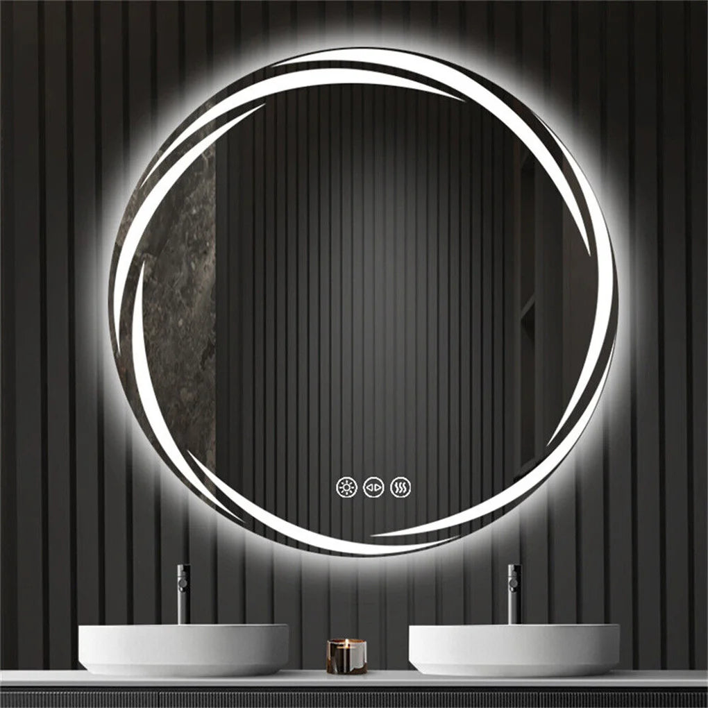 LED Round Anti Fog Bathroom Mirror With Backlit Color Lights