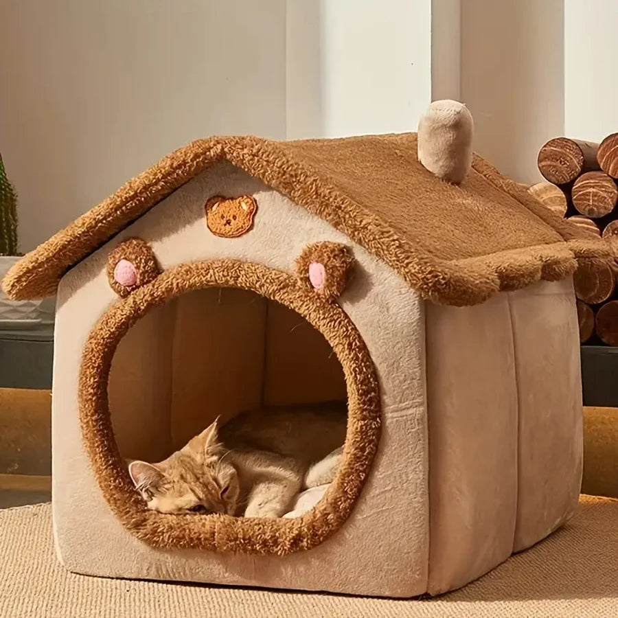Foldable Pet House And Cat Cave Bed Removable Washable