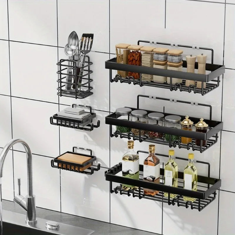6 Pack Self Adhesive Shower Caddy Organizer Rack For Bathroom