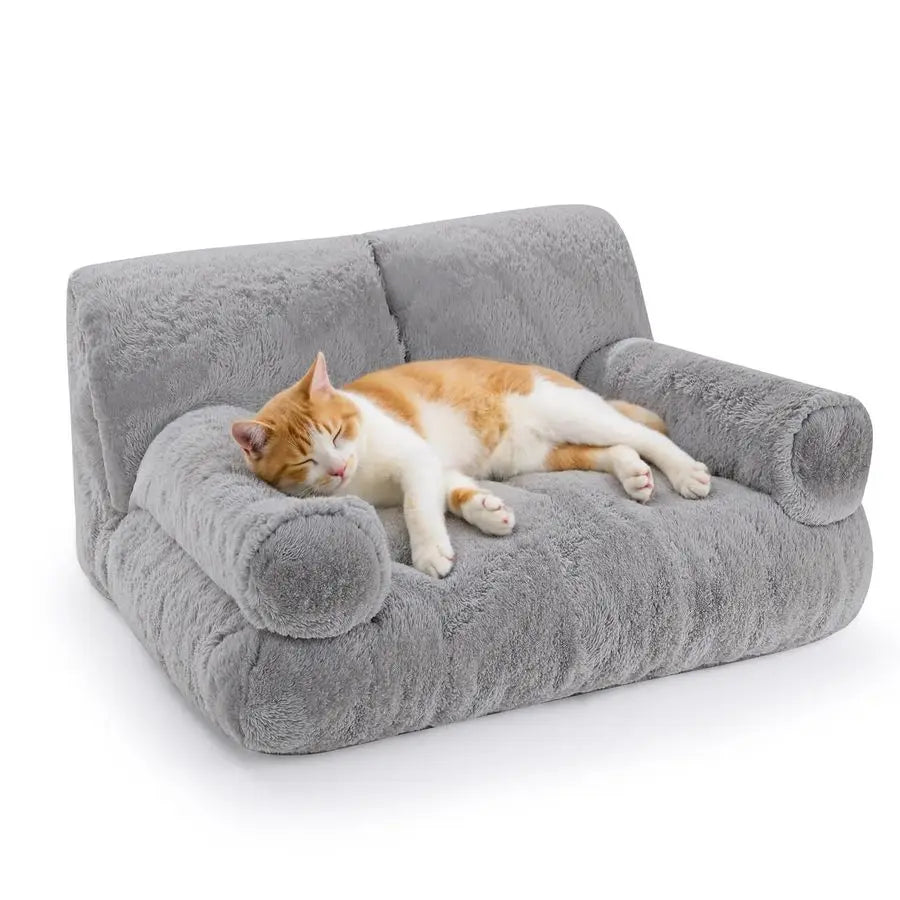 Orthopedic Cat Couch Bed With Bolstered Edges Plush Washable