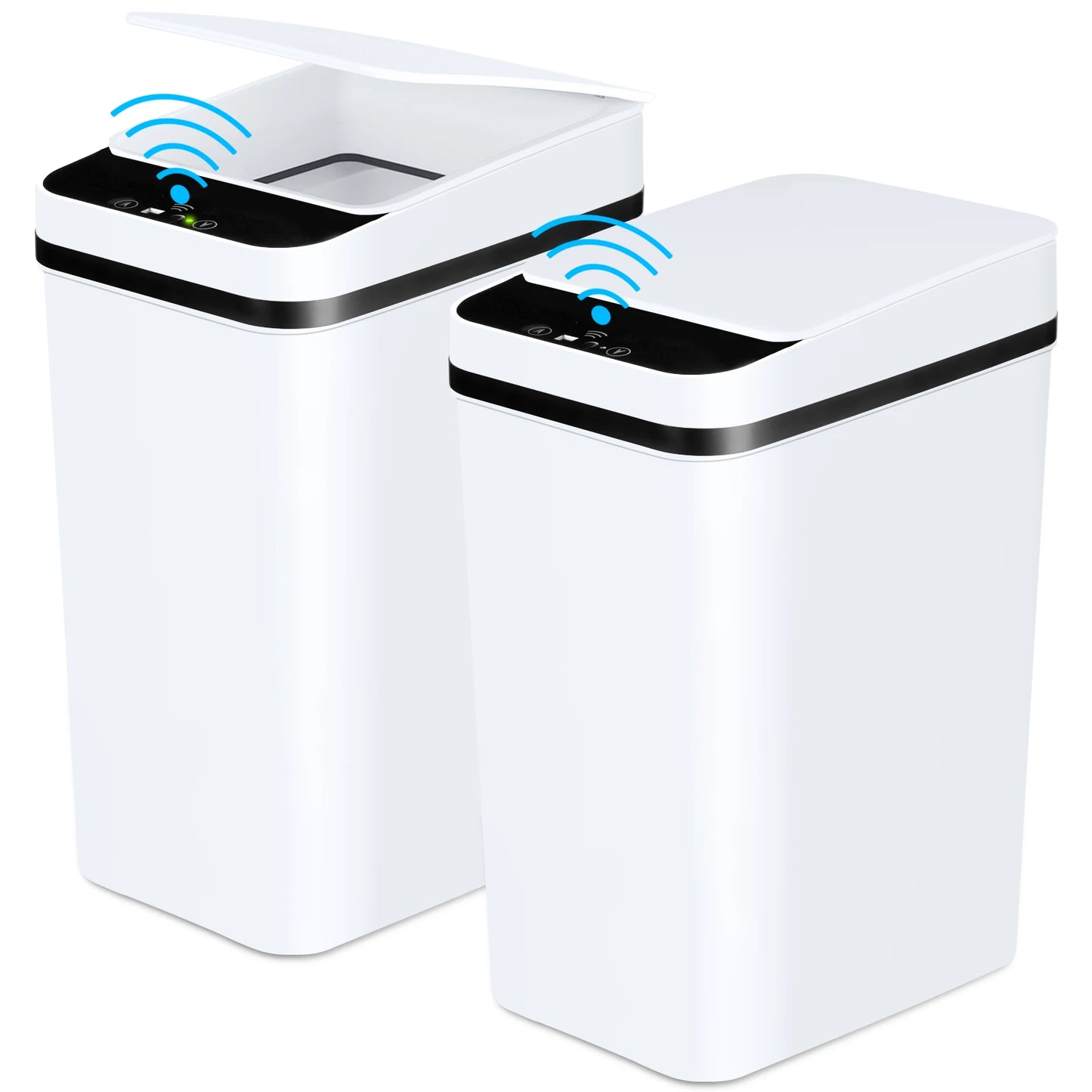 2 Pack Touchless Motion Sensor Trash Cans With Lids
