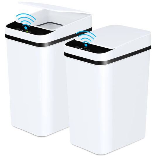 2 Pack Touchless Motion Sensor Trash Cans With Lids
