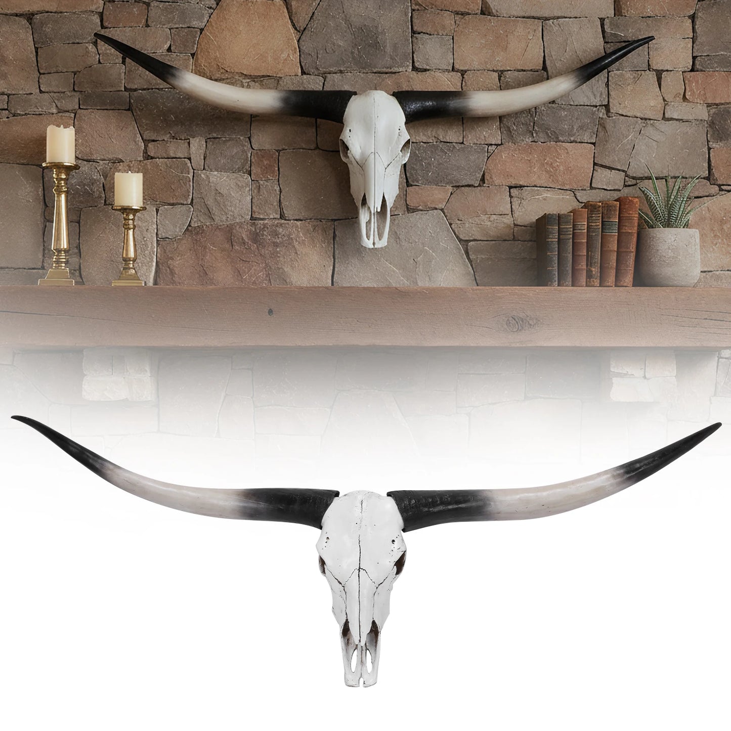 Faux Longhorn Skull Wall Hanging Handcrafted Halloween Home Decor