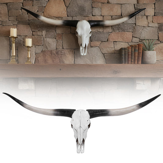 Faux Longhorn Skull Wall Hanging Handcrafted Halloween Home Decor