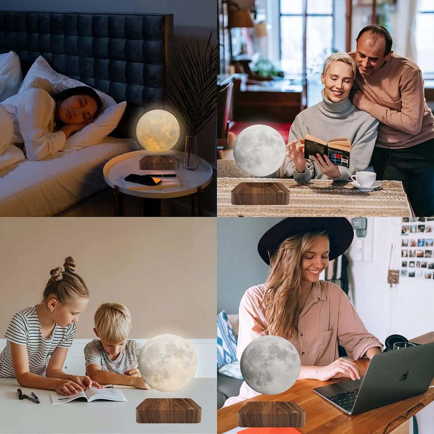 Mexllex Magnetic Moon Lamp With Floating Rotating Wooden Base