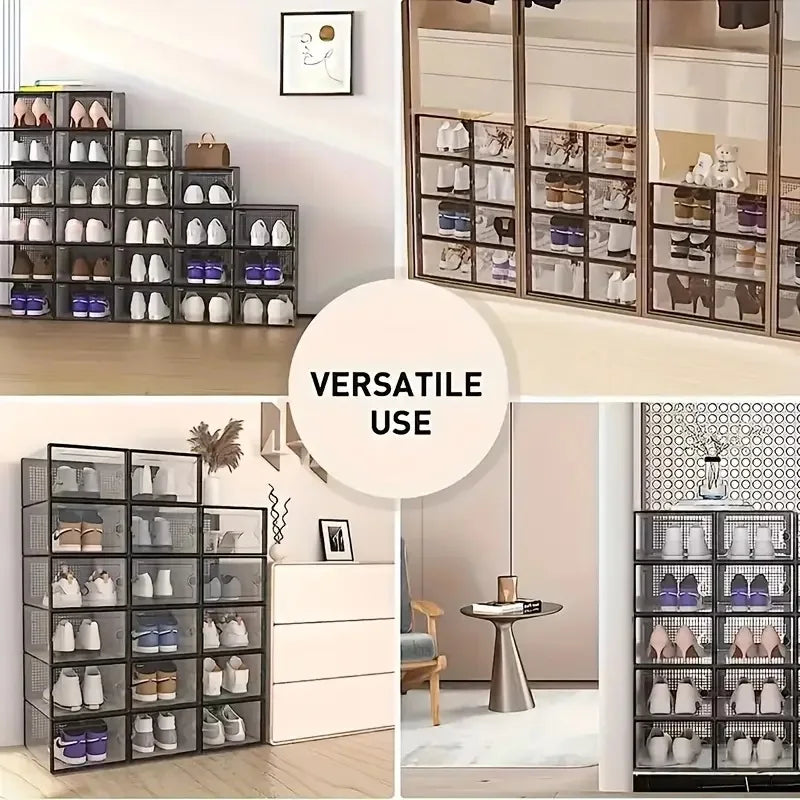 24 Piece Stackable Plastic Shoe Storage Boxes Dustproof Organizer