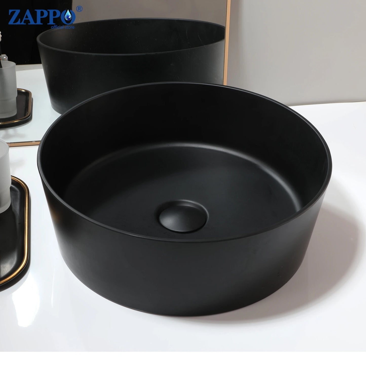 Torayvino Stone Resin Vessel Sink With Drain, Above-Counter Washbasin