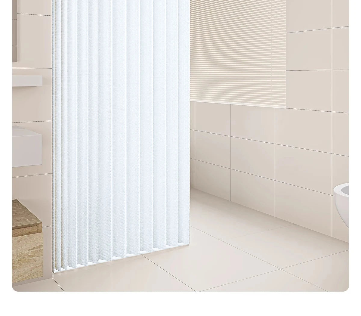 Foldable Magnetic Shower Curtain With 14 Hooks Polyester Privacy