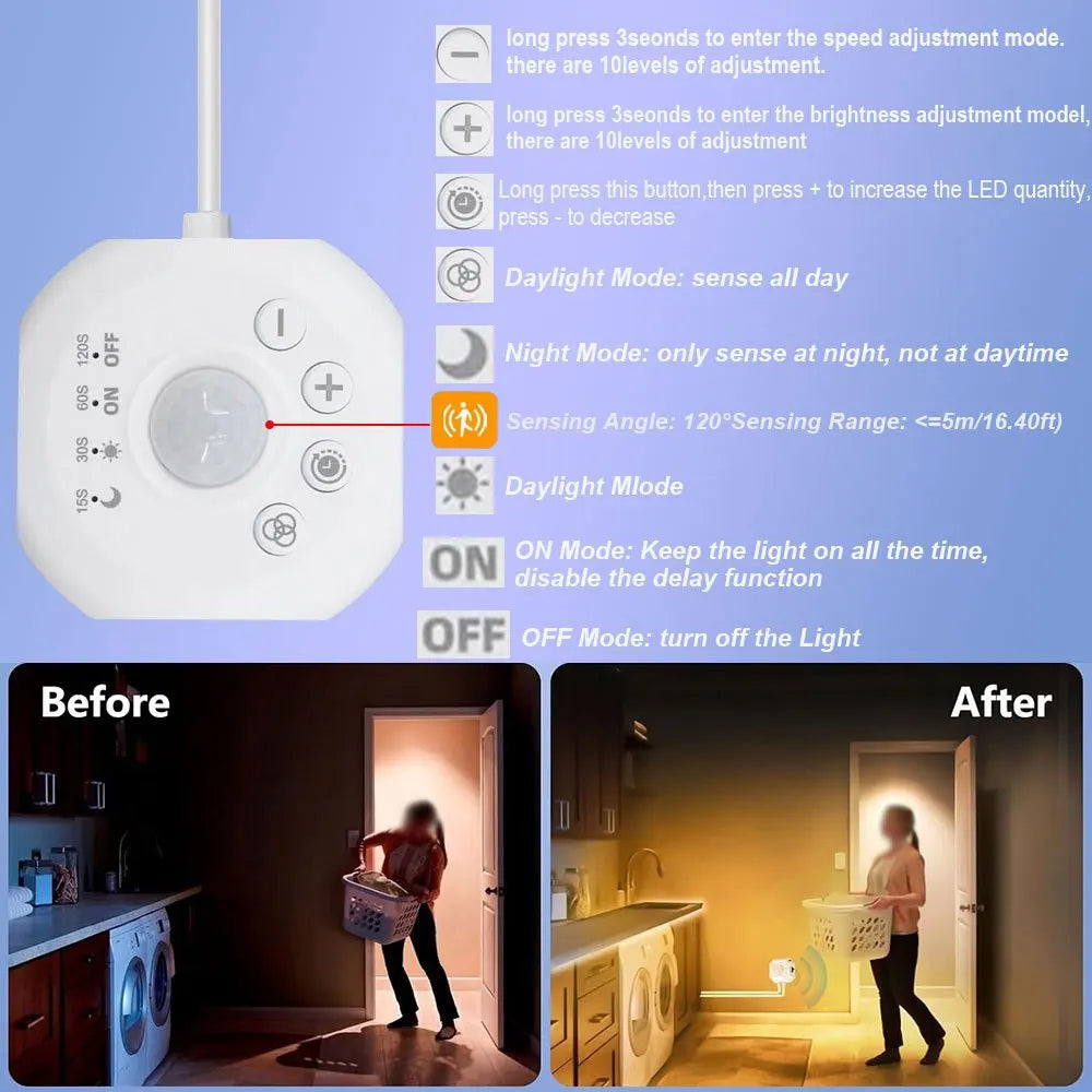 Acosh Neon Body Sensing COB LED Strip Light USB Powered