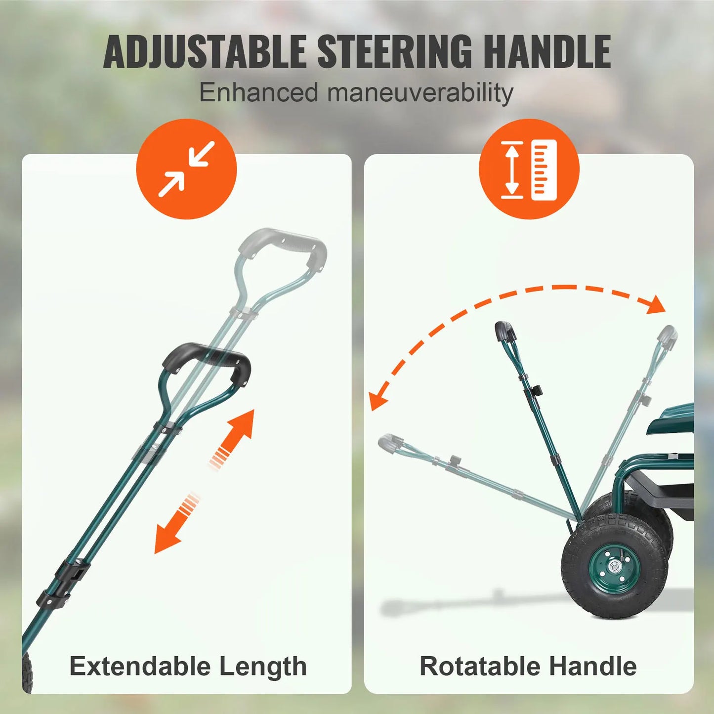 SucceBuy Rolling Garden Cart With Seat And 360 Degree Swivel