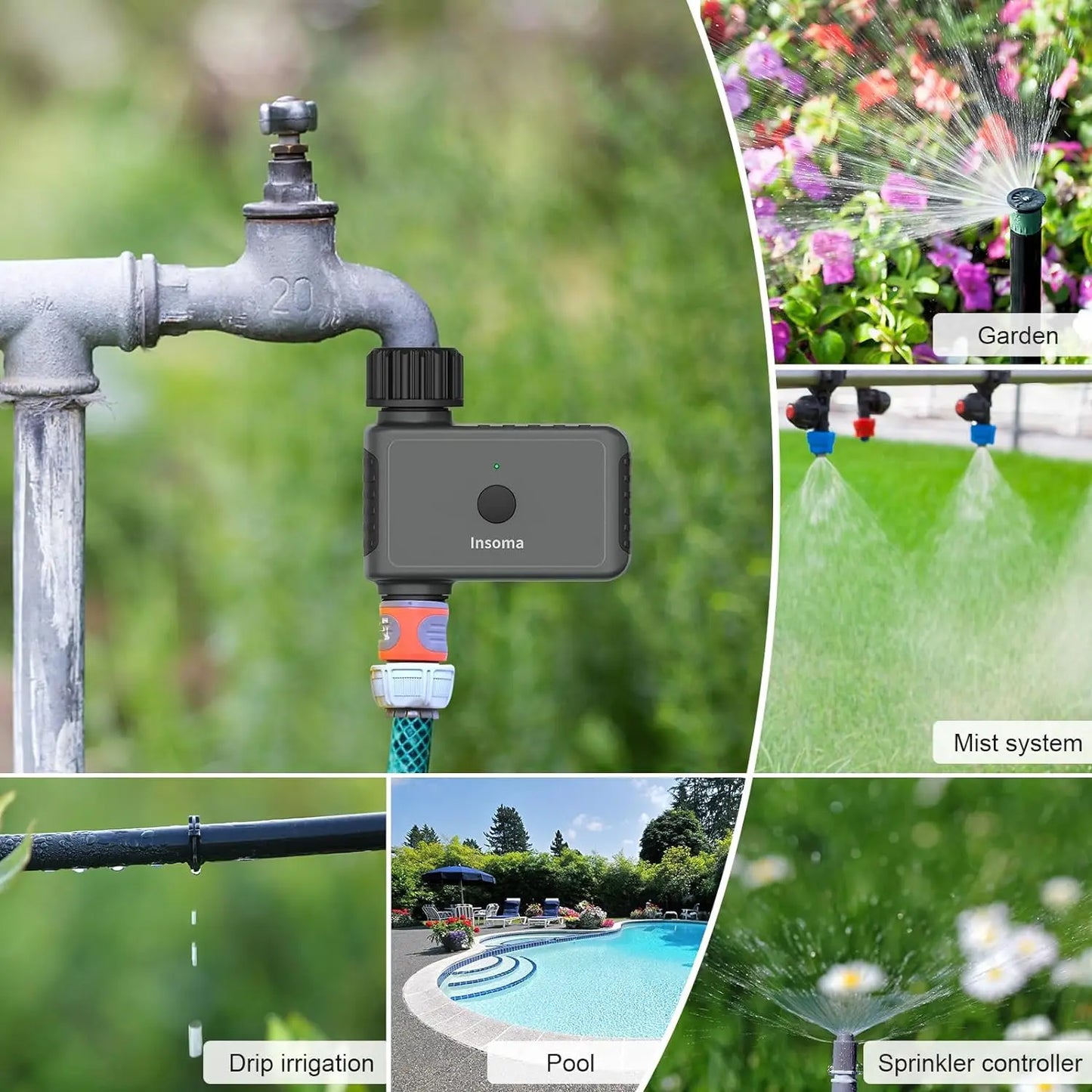INSOMA WiFi Garden Sprinkler Timer for Smart Irrigation Alexa