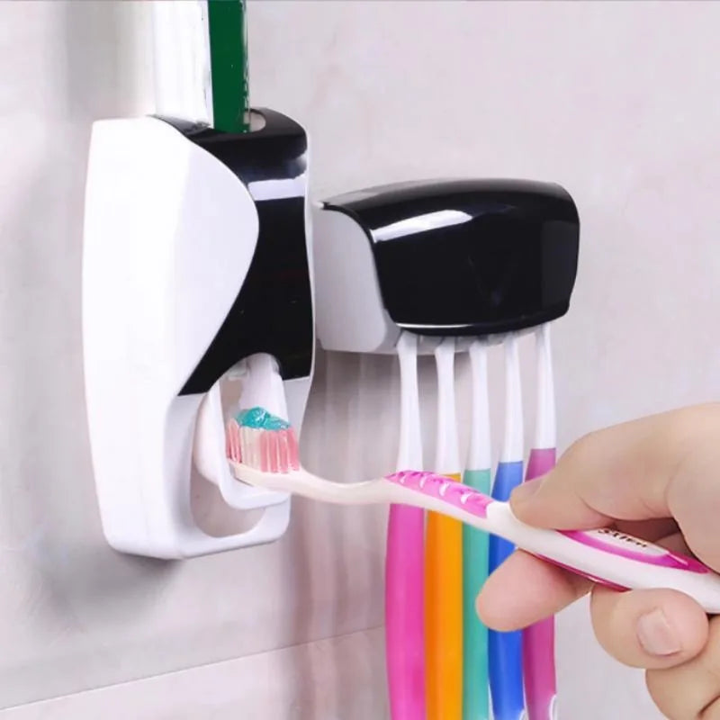 Wall Mounted Toothbrush And Toothpaste Holder With Automatic Dispenser