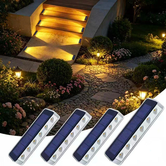 Outdoor Solar LED Step Lights 4 Pack IP68 Waterproof Walkway Garden