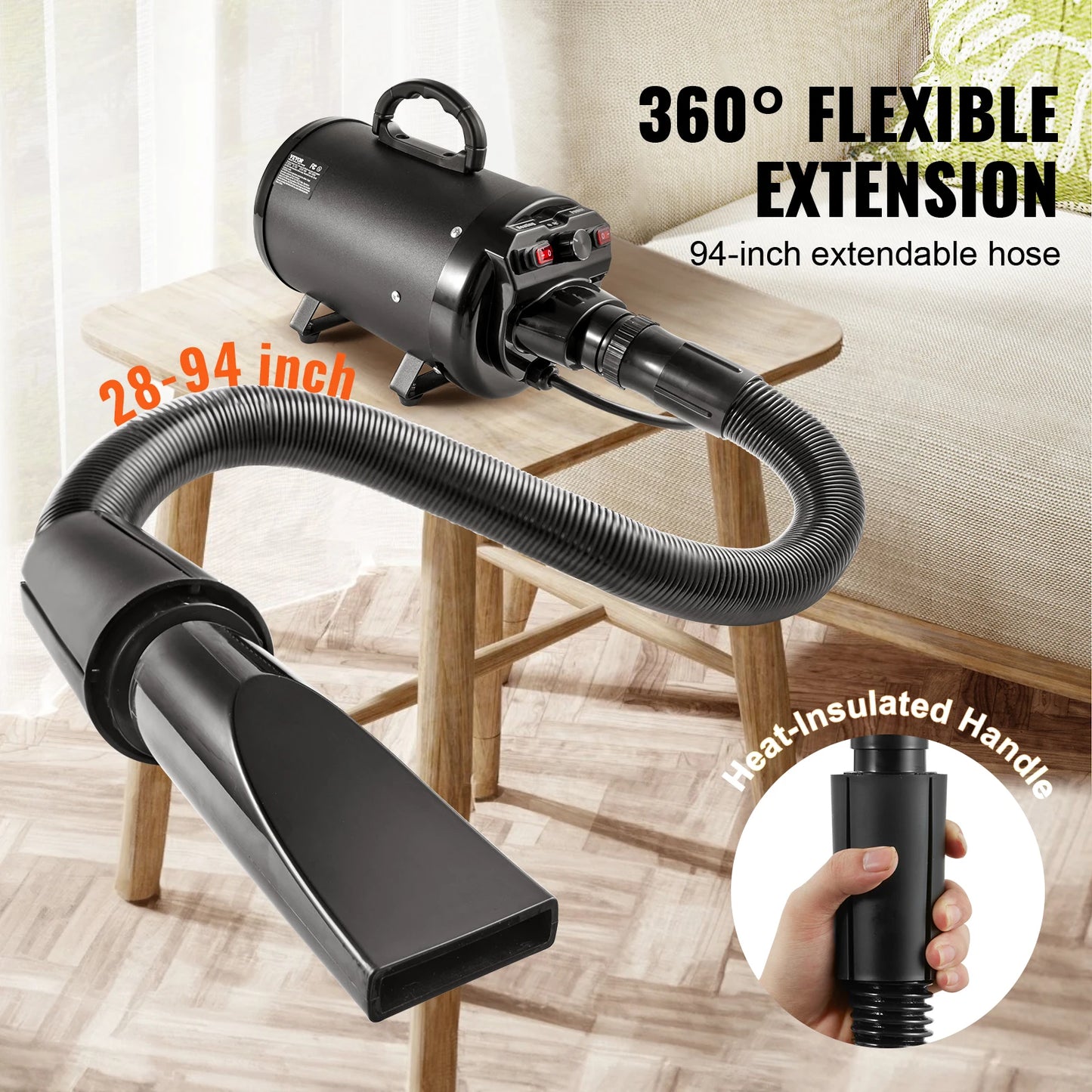 SucceBuy 2000W Dog Hair Dryer With Adjustable Speed And Temperature