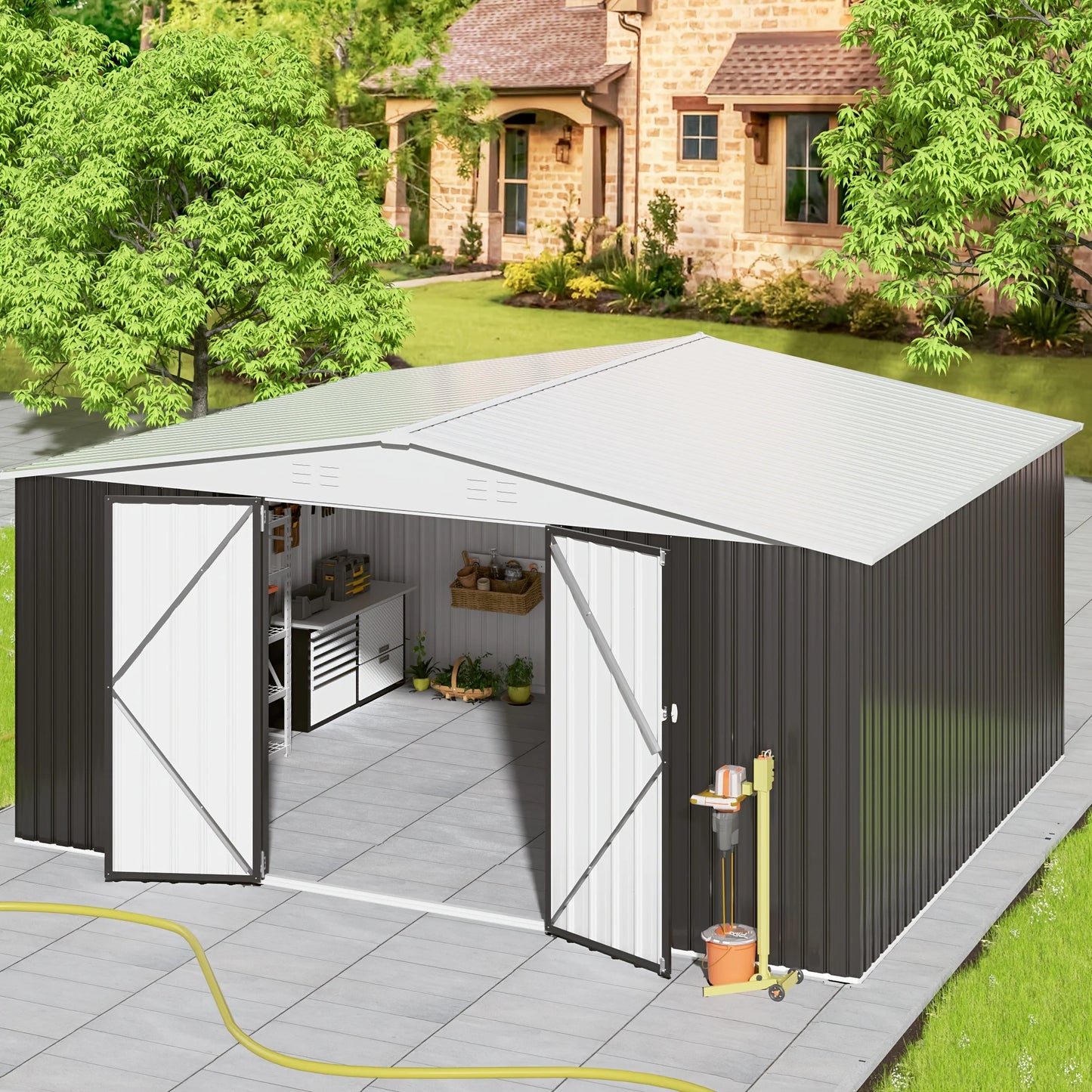 Polar Aurora Galvanized Steel Storage Shed With Lockable Hasp Door