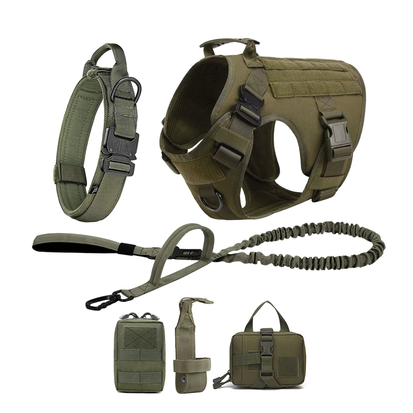 Nylon Tactical Dog Harness With MOLLE Pouches For Training