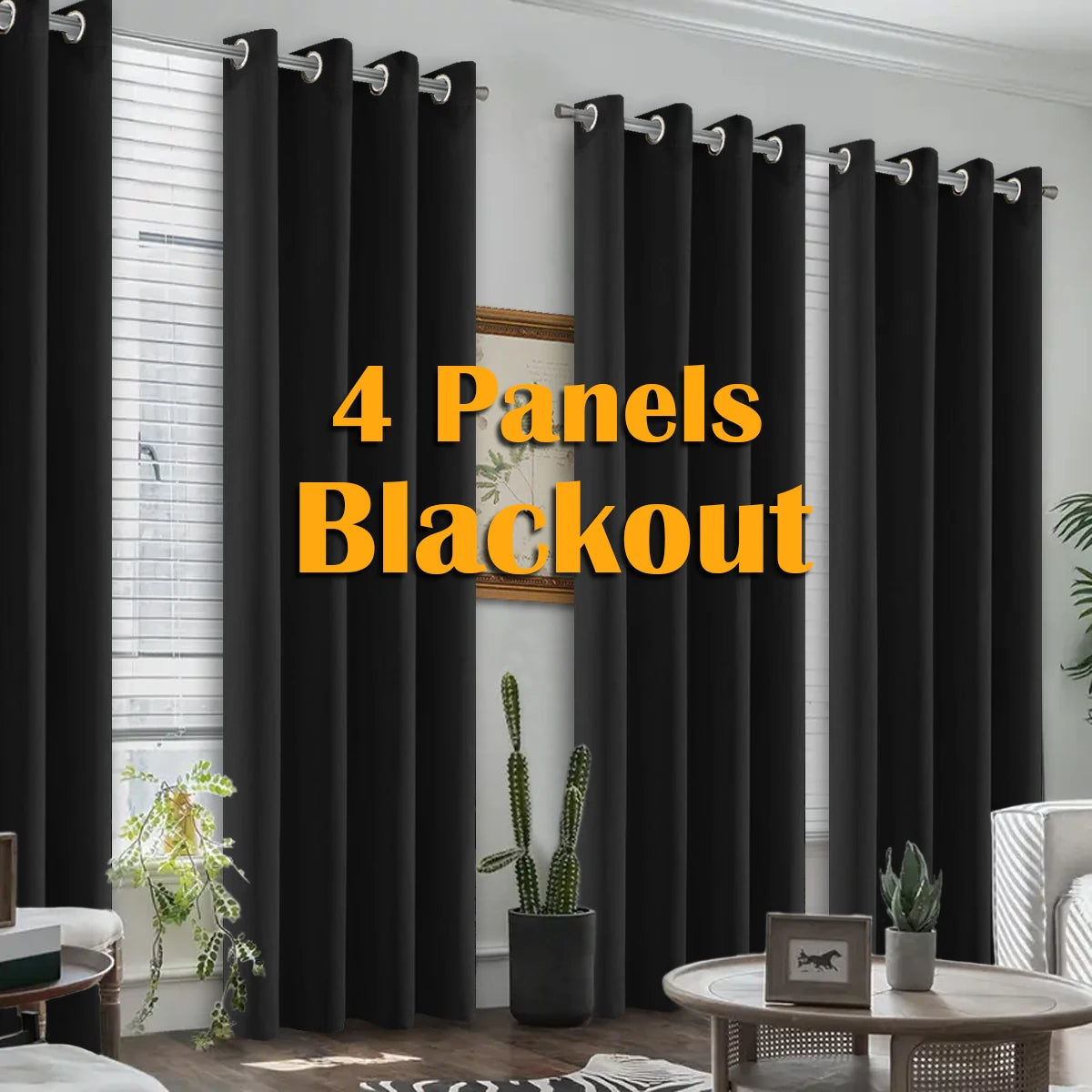 4 Piece Blackout Curtains With Heat Insulation And Noise Reduction