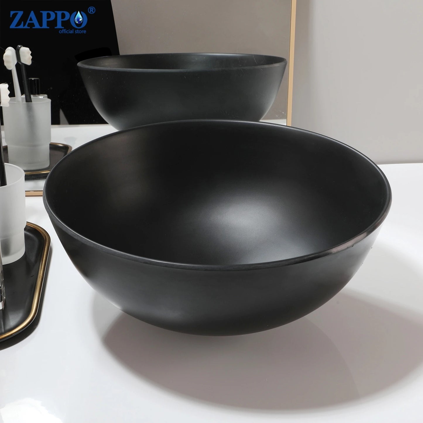 Torayvino Stone Resin Vessel Sink With Drain, Above-Counter Washbasin