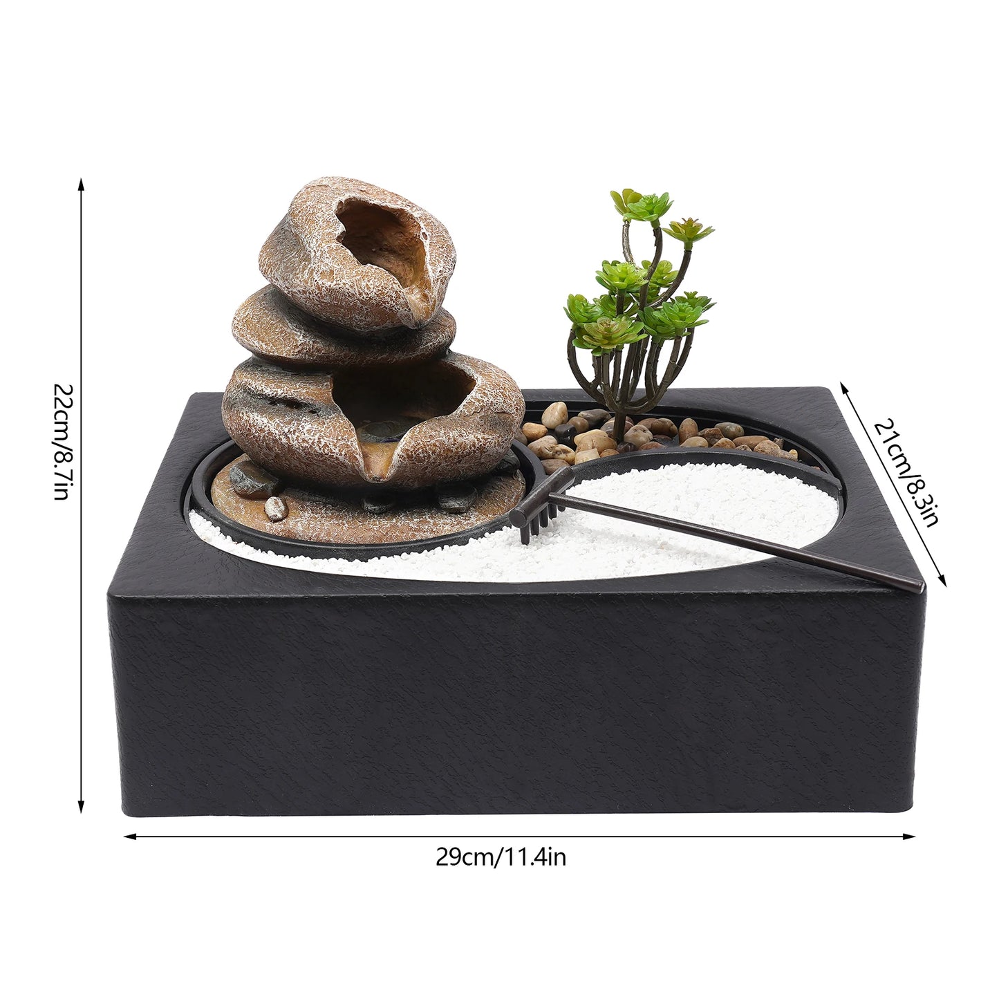 Bymaocar Tabletop Resin Rock Water Fountain With LED Light Indoor