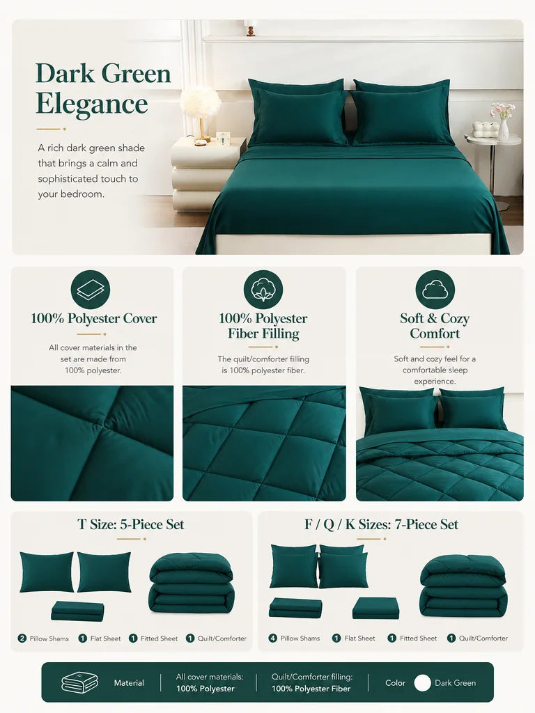 EasYum 7Piece Bedding Set Comforter Sheets Pillowcases