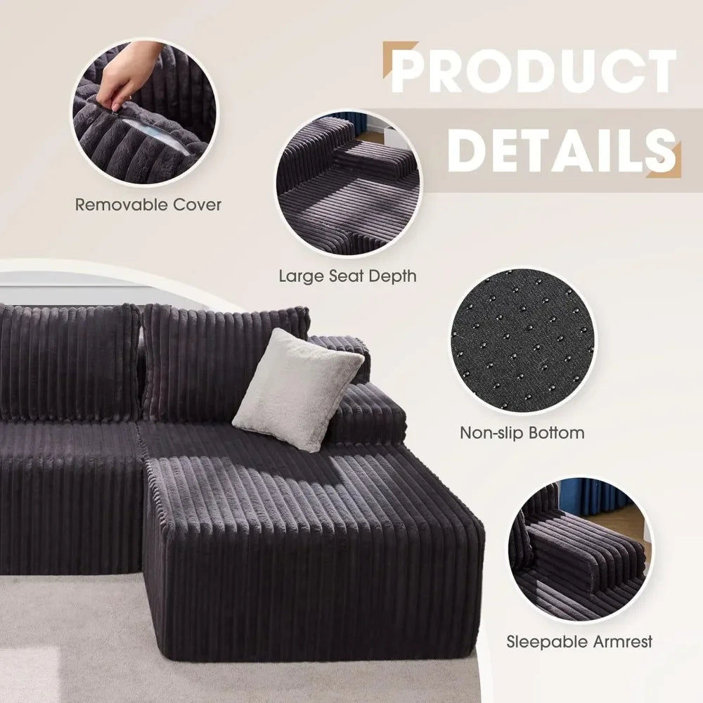 Cloud Modular Sectional Sofa With L Shaped Chaise Memory Foam