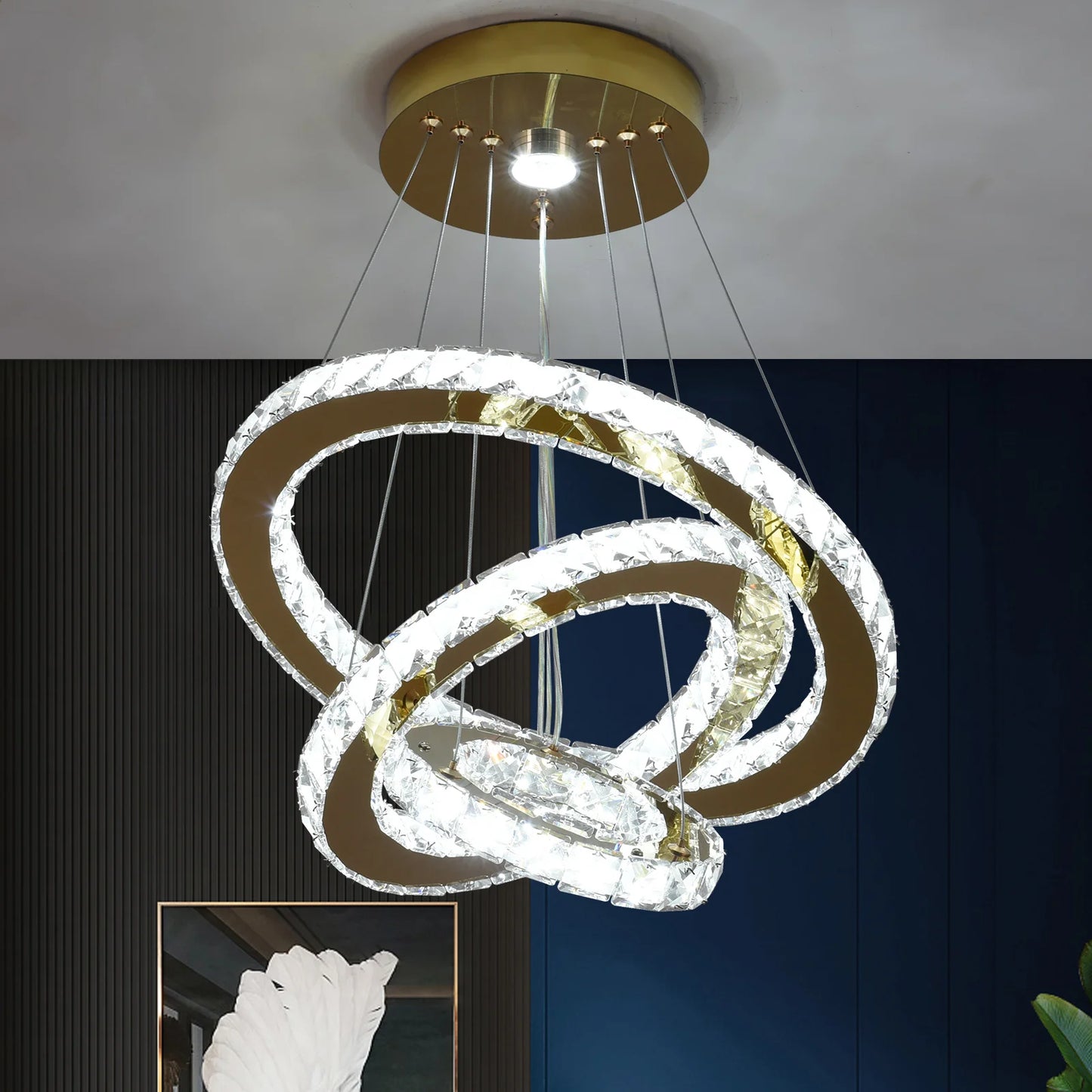 VETRULUS Crystal Chandelier for Living Room Hall Ceiling Pendant Light
