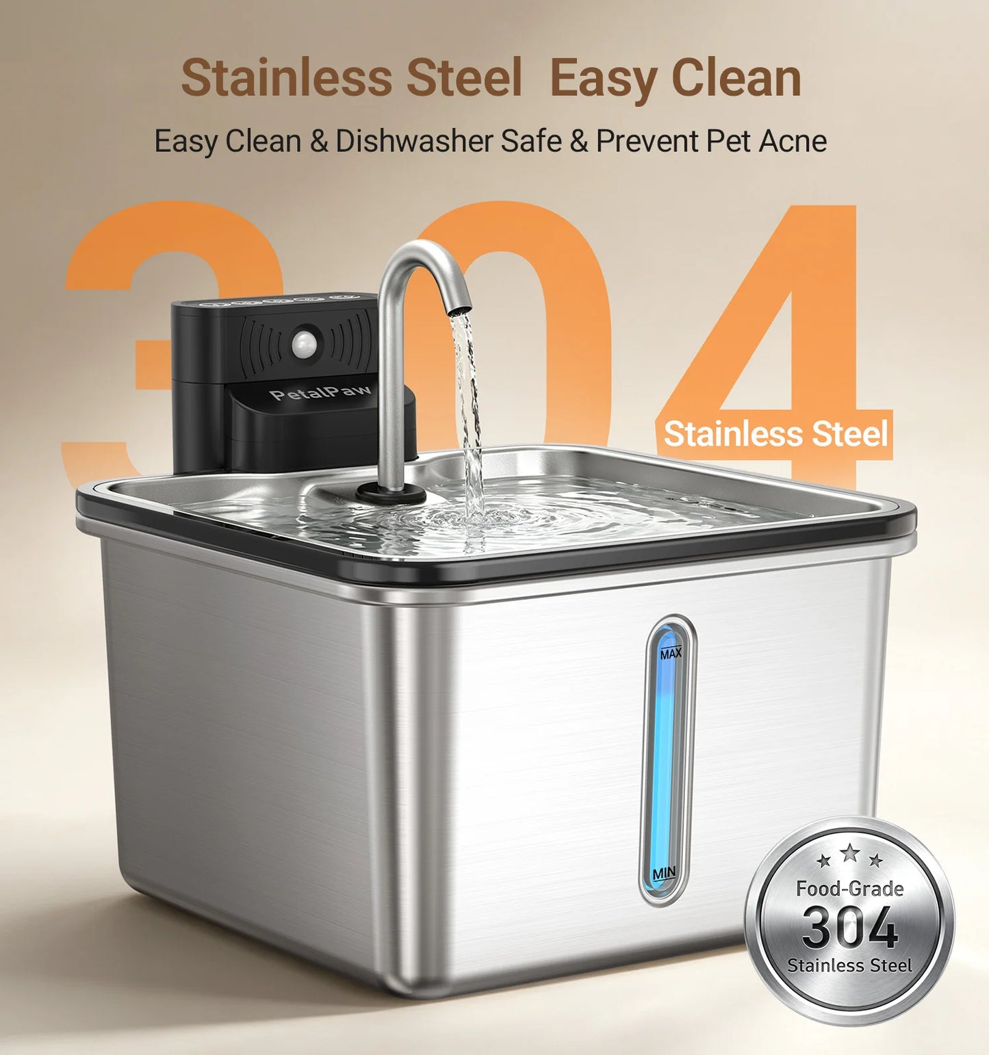 Stainless Steel Cordless Cat Water Fountain With 3.5L Capacity
