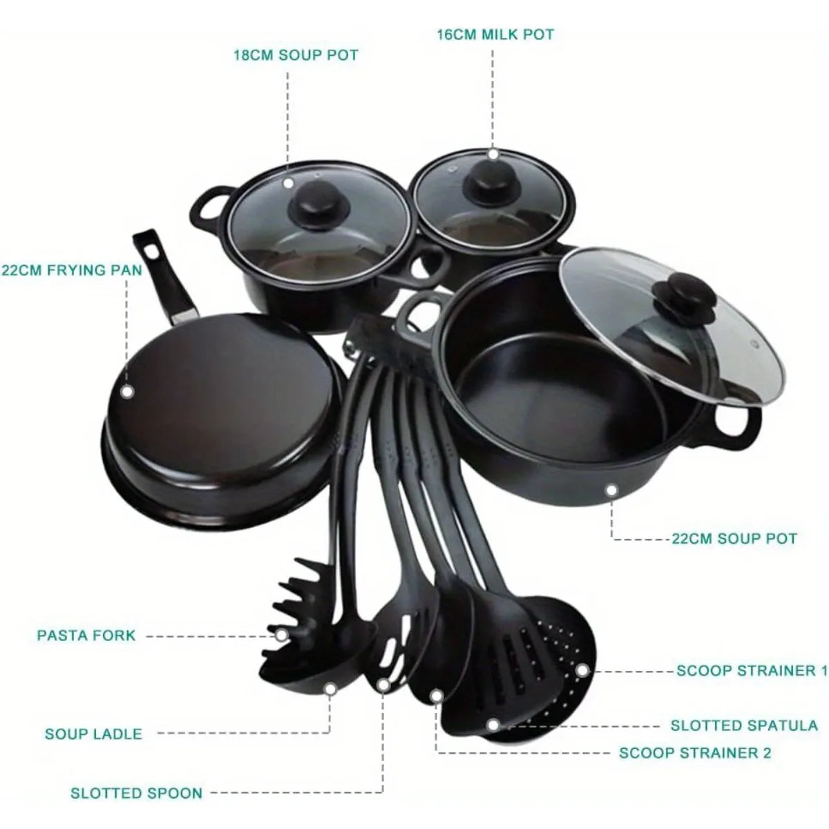 COBASPORT 13-Piece Non-Stick Cookware Set for Induction Cooking