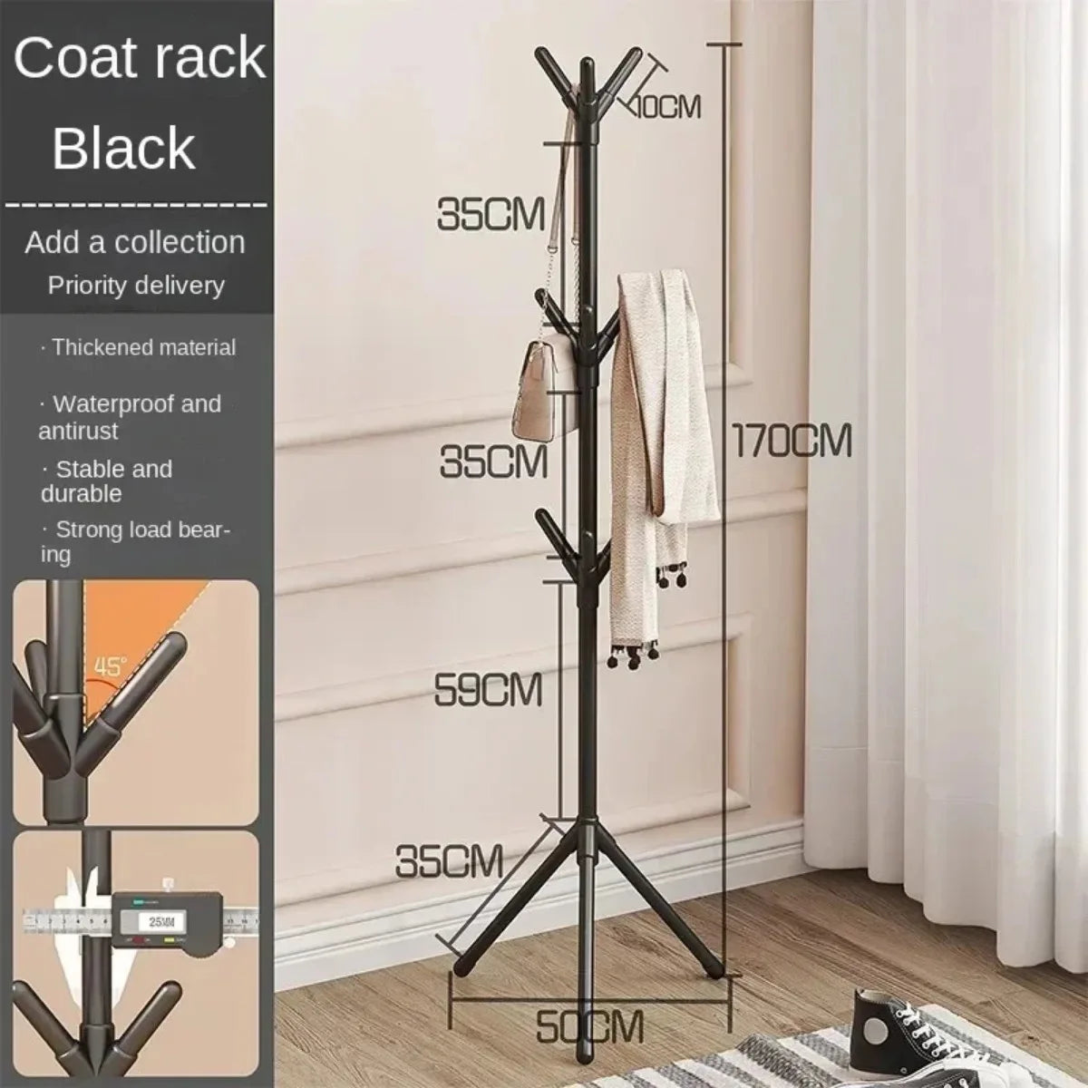 Vertical Floor To Ceiling Clothes Rack Coat Hanger Tree Design