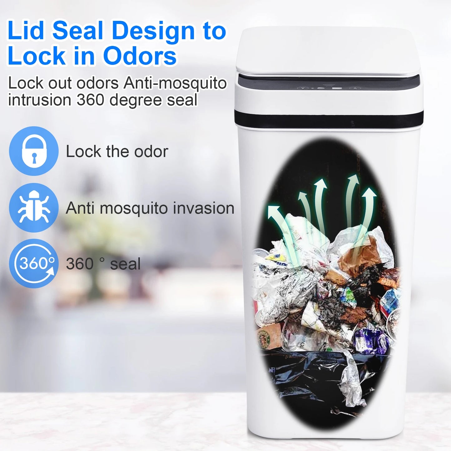 2 Pack Touchless Motion Sensor Trash Cans With Lids