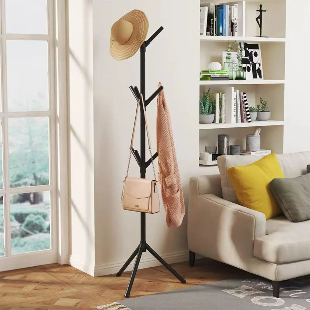 Vertical Floor To Ceiling Clothes Rack Coat Hanger Tree Design