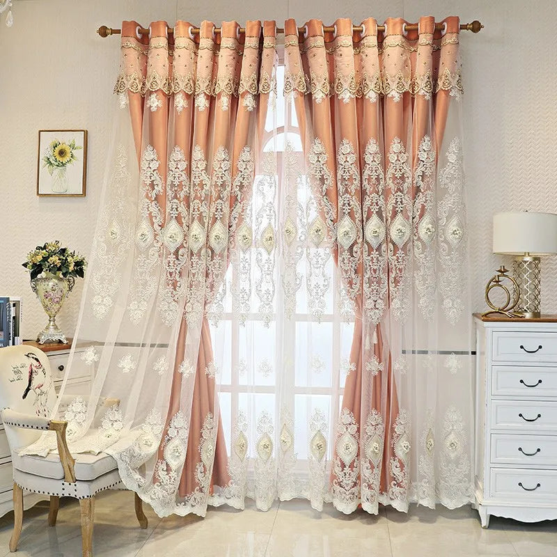 Luxury Vintage Embroidered Curtains With 3D Relief Patterns