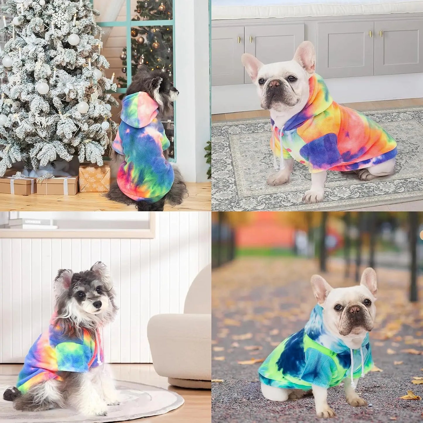 Tie Dye Dog Hoodie Sweatshirt Ultrasoft Warm Breathable Garment