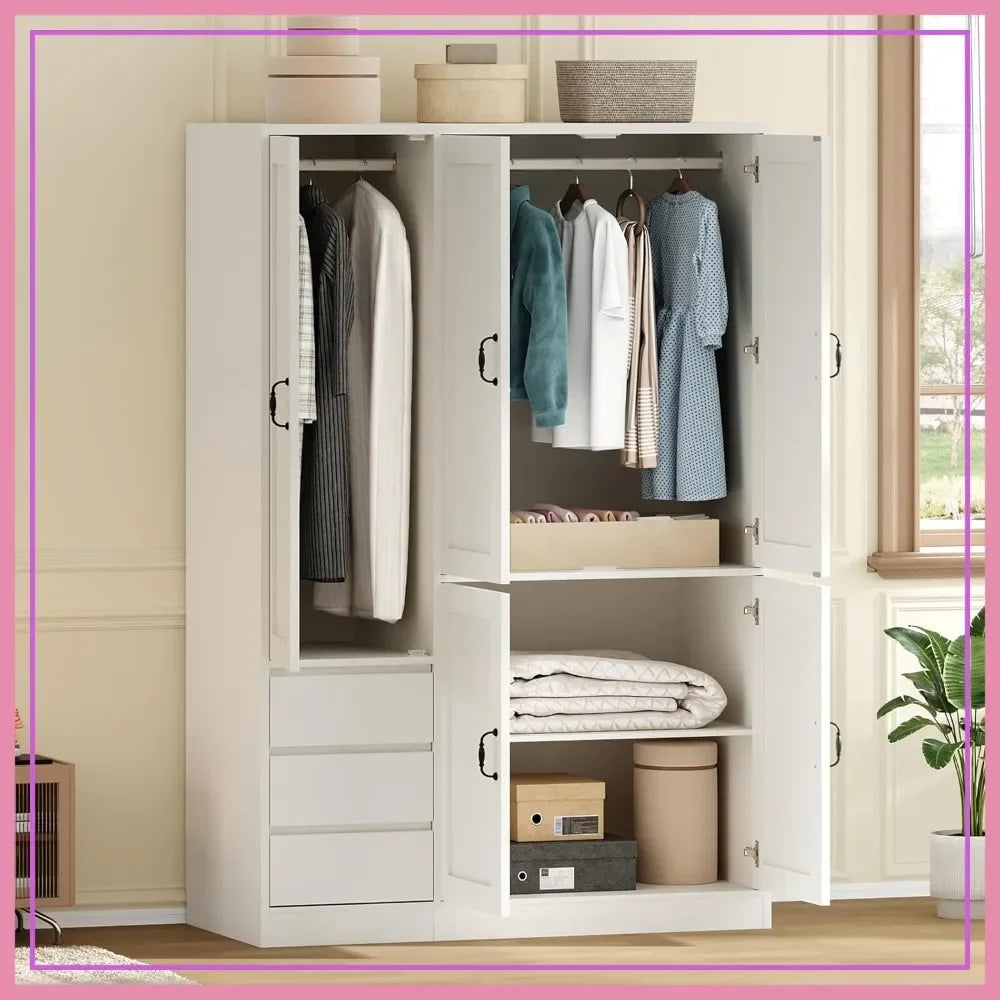 Armoire Wardrobe With Five Doors And Three Drawers