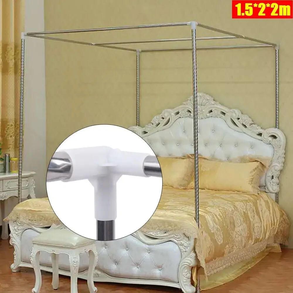Detachable Mosquito Net Frame in Silver Stainless Steel Canopy
