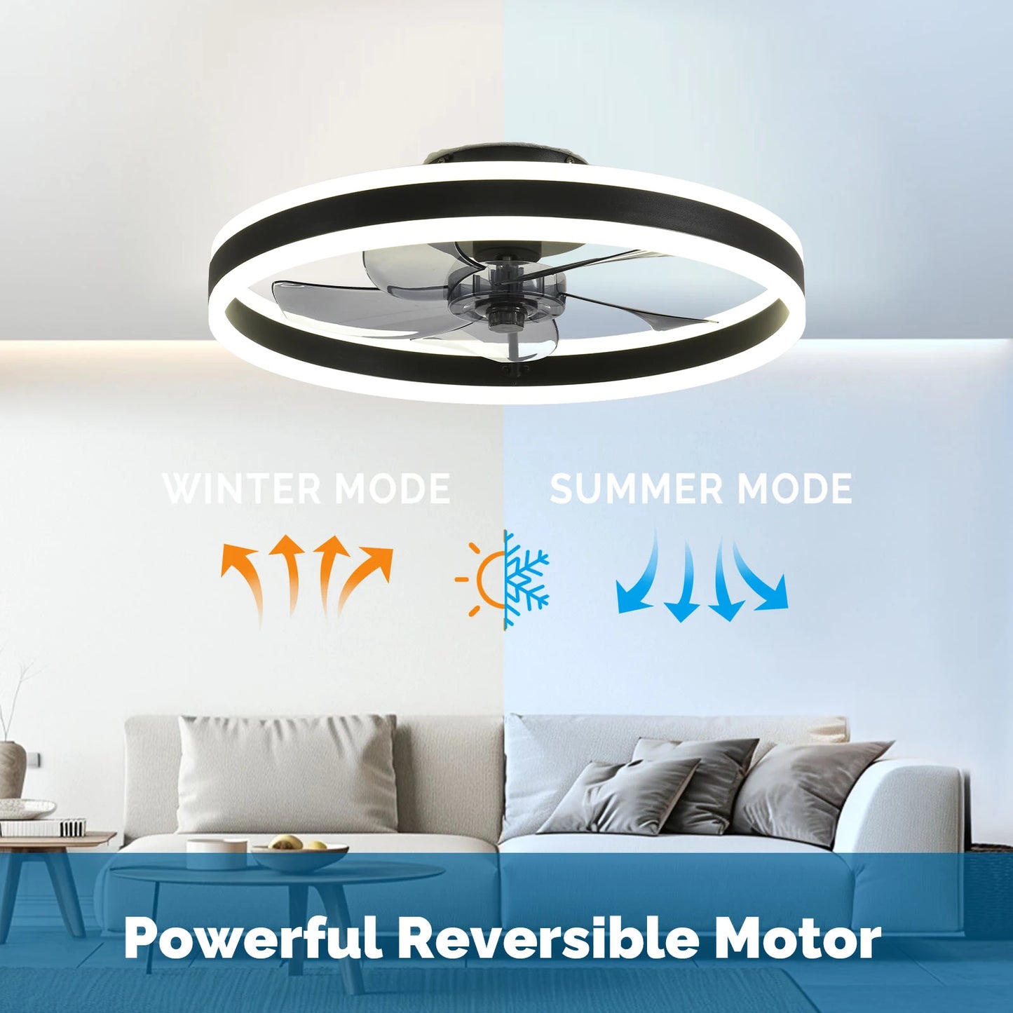 Orison Ceiling Fan with Remote Control, Flush Mount, Dimmable LED