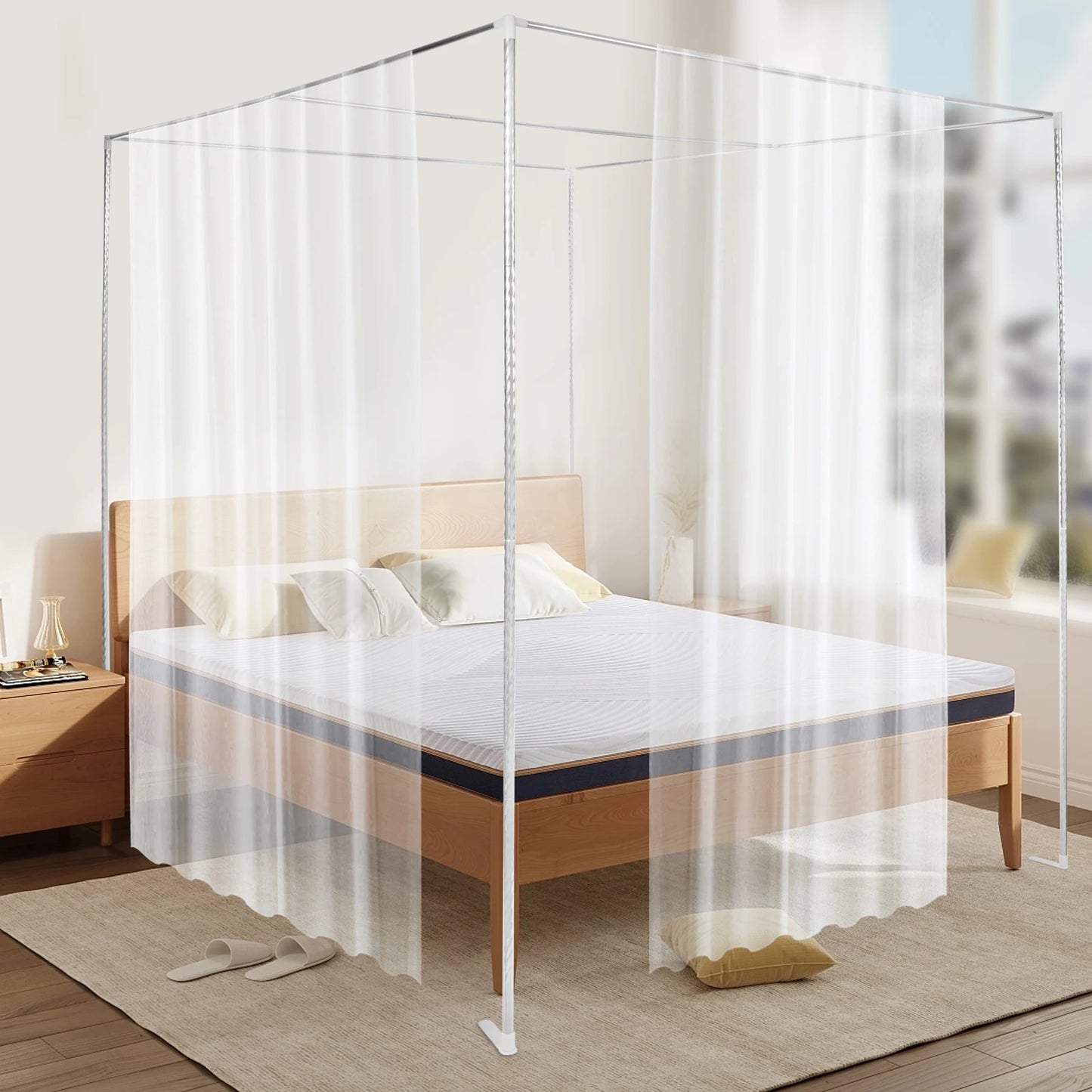 Detachable Mosquito Net Frame in Silver Stainless Steel Canopy