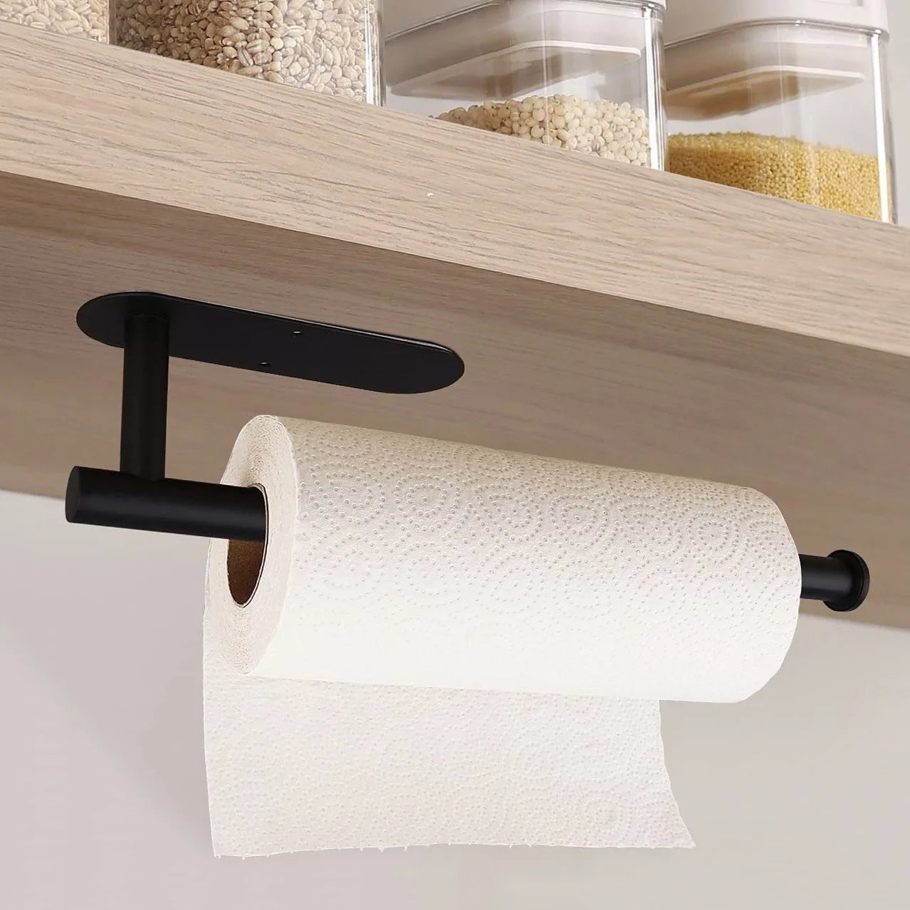 Self Adhesive Paper Towel Holder No Drill Wall Mount Organizer
