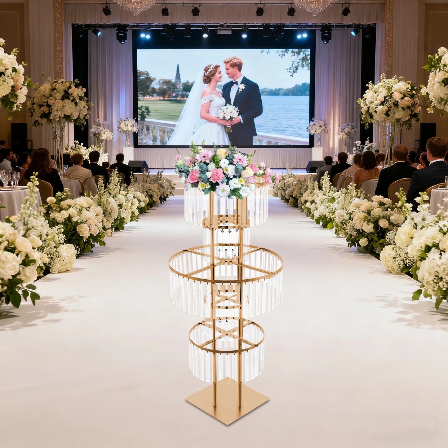 Five Tier Round Flower Stand For Weddings Centerpieces And Events