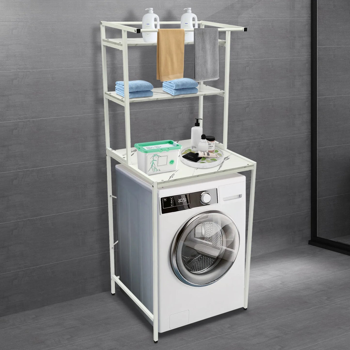 Three-Tier Over Washer And Dryer Storage Shelf Organizer